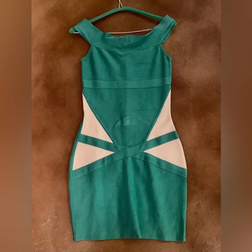 Marciano by GUESS teal coloured bandeau dress